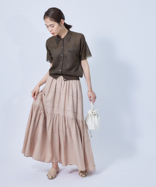 ROPE'（ロペ）の「シアーポロニット（ニット/セーター・レディース・ダークブラウン/サックスブルー/クリーム・38）」の17枚目の写真