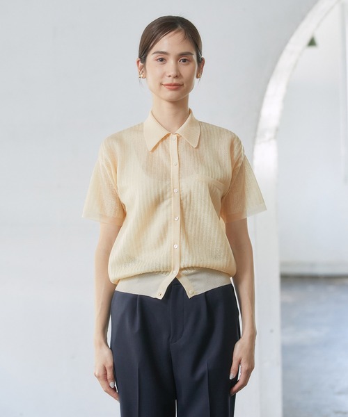 ROPE'（ロペ）の「シアーポロニット（ニット/セーター・レディース・ダークブラウン/サックスブルー/クリーム・38）」の19枚目の写真