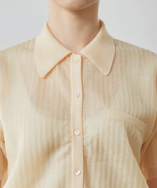 ROPE'（ロペ）の「シアーポロニット（ニット/セーター・レディース・ダークブラウン/サックスブルー/クリーム・38）」の15枚目の写真