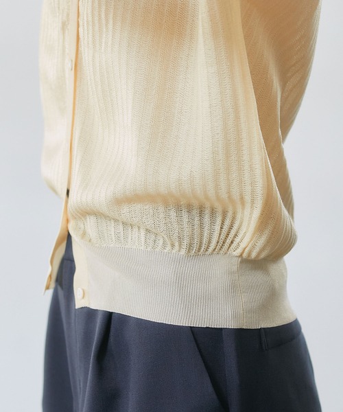 ROPE'（ロペ）の「シアーポロニット（ニット/セーター・レディース・ダークブラウン/サックスブルー/クリーム・38）」の7枚目の写真