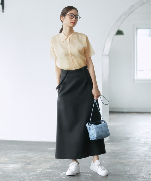 ROPE'（ロペ）の「シアーポロニット（ニット/セーター・レディース・ダークブラウン/サックスブルー/クリーム・38）」の16枚目の写真