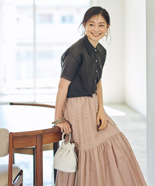 ROPE'（ロペ）の「シアーポロニット（ニット/セーター・レディース・ダークブラウン/サックスブルー/クリーム・38）」の22枚目の写真