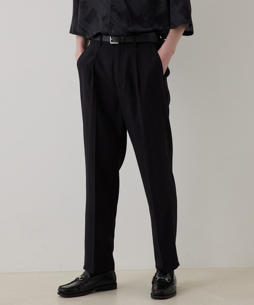 JUNRED（ジュンレッド）の「ドレープテクスチャー1タックストレートパンツ（スラックス・メンズ・ライトグレー/ブラック/ブルー系その他4・S/M/L）」の4枚目の写真