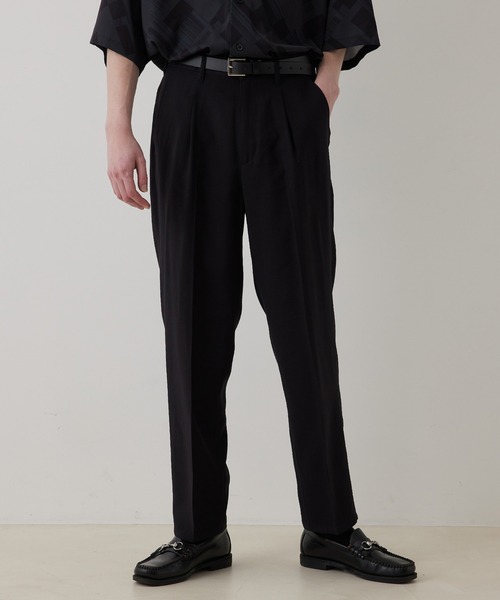 JUNRED（ジュンレッド）の「ドレープテクスチャー1タックストレートパンツ（スラックス・メンズ・ライトグレー/ブラック/ブルー系その他4・S/M/L）」の5枚目の写真