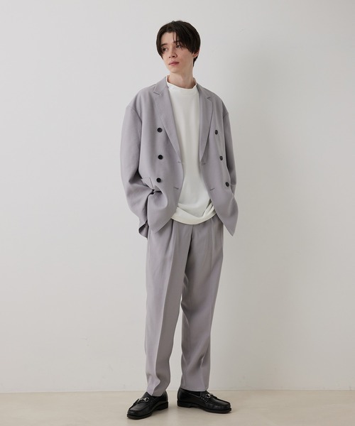 JUNRED（ジュンレッド）の「ドレープテクスチャー1タックストレートパンツ（スラックス・メンズ・ライトグレー/ブラック/ブルー系その他4・S/M/L）」の14枚目の写真