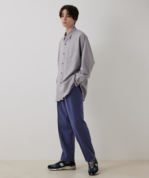 JUNRED（ジュンレッド）の「ドレープテクスチャー1タックストレートパンツ（スラックス・メンズ・ライトグレー/ブラック/ブルー系その他4・S/M/L）」の17枚目の写真