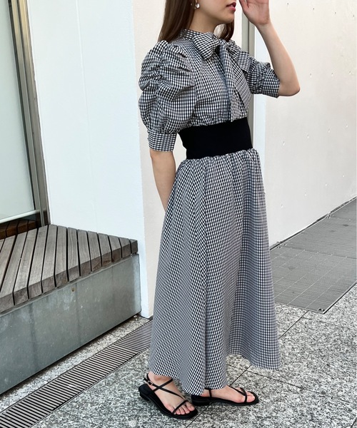 abc une face（アーベーセーアンフェイス）の「リボン2WAYウエストリブワンピース（ワンピース・レディース・グレー/ブラック系その他・FREE）」の4枚目の写真