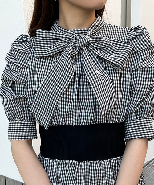 abc une face（アーベーセーアンフェイス）の「リボン2WAYウエストリブワンピース（ワンピース・レディース・グレー/ブラック系その他・FREE）」の9枚目の写真