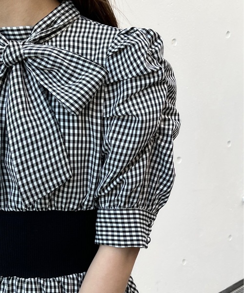 abc une face（アーベーセーアンフェイス）の「リボン2WAYウエストリブワンピース（ワンピース・レディース・グレー/ブラック系その他・FREE）」の10枚目の写真