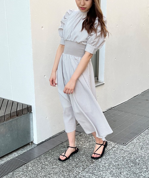 abc une face（アーベーセーアンフェイス）の「リボン2WAYウエストリブワンピース（ワンピース・レディース・グレー/ブラック系その他・FREE）」の15枚目の写真