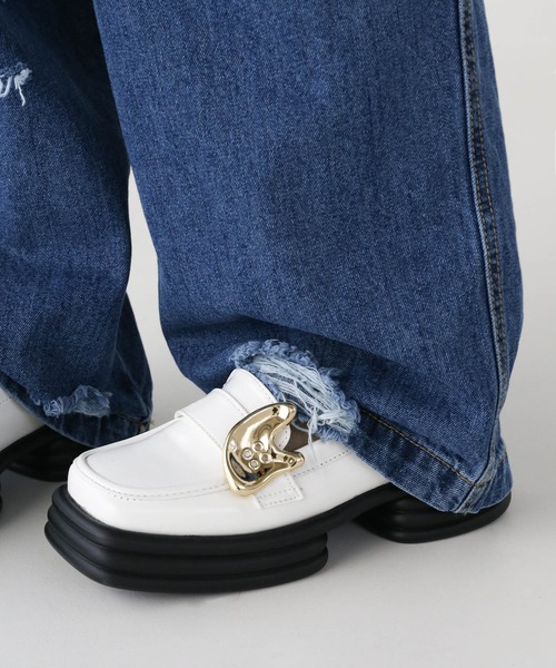 美品♡YELLOW WEISS PLATFORM LOAFERS 厚底ローファー 厚底ゴールドモチーフローファー（ローファー）｜minsobi（ミンソビ