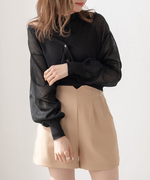 OLIVE des OLIVE（オリーブデオリーブ）の「キラキラシアニット×インナーセット（カーディガン/ボレロ・レディース・オフホワイト/ピンク/ブラック・FREE）」の12枚目の写真