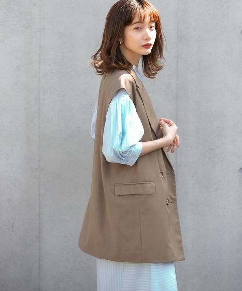 KBF（ケイビーエフ）の「BIGテーラーベスト（ベスト・レディース・ネイビー/グレー/ブラウン・ONE）」の6枚目の写真