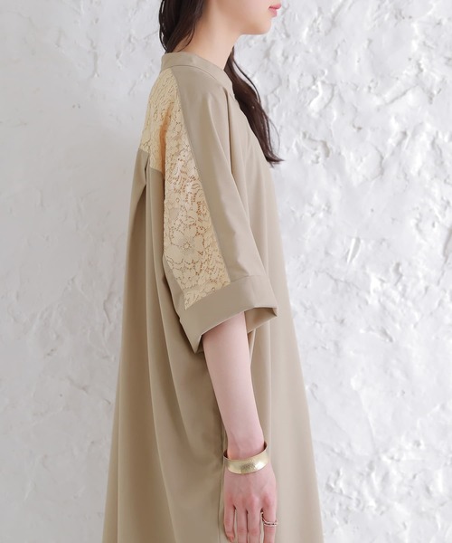 osharewalker（オシャレウォーカー）の「【廃盤】『バックレースロングシャツワンピース』（シャツワンピース・レディース・ブラック/ベージュ/オフホワイト・FREE）」の11枚目の写真