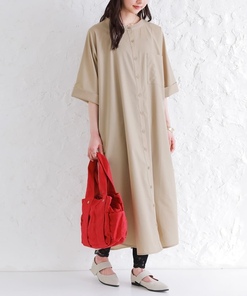 osharewalker（オシャレウォーカー）の「【廃盤】『バックレースロングシャツワンピース』（シャツワンピース・レディース・ブラック/ベージュ/オフホワイト・FREE）」の5枚目の写真