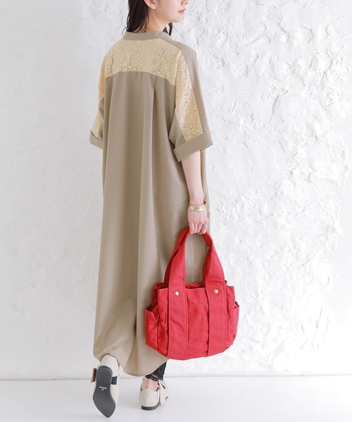 osharewalker（オシャレウォーカー）の「【廃盤】『バックレースロングシャツワンピース』（シャツワンピース・レディース・ブラック/ベージュ/オフホワイト・FREE）」の4枚目の写真