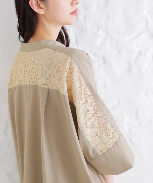 osharewalker（オシャレウォーカー）の「【廃盤】『バックレースロングシャツワンピース』（シャツワンピース・レディース・ブラック/ベージュ/オフホワイト・FREE）」の9枚目の写真