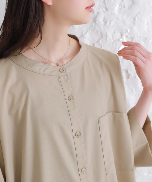 osharewalker（オシャレウォーカー）の「【廃盤】『バックレースロングシャツワンピース』（シャツワンピース・レディース・ブラック/ベージュ/オフホワイト・FREE）」の7枚目の写真