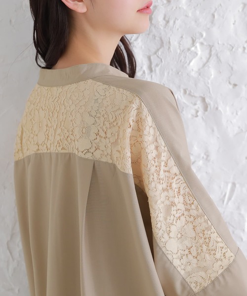 osharewalker（オシャレウォーカー）の「【廃盤】『バックレースロングシャツワンピース』（シャツワンピース・レディース・ブラック/ベージュ/オフホワイト・FREE）」の8枚目の写真