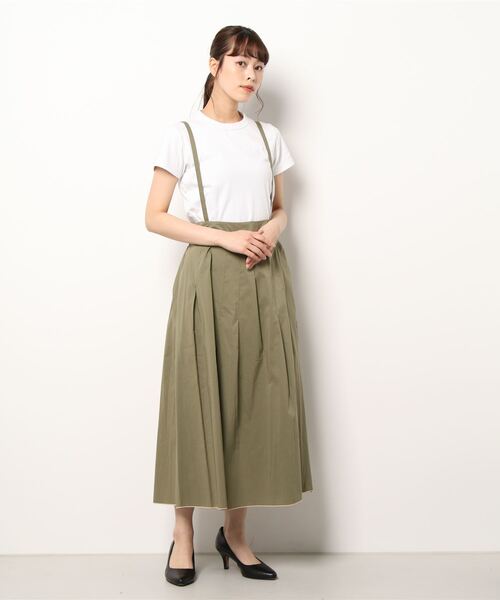 Q（キュー）の「ランダムタックサスペスカート（スカート・レディース・ベージュ/カーキ・MEDIUM）」の6枚目の写真