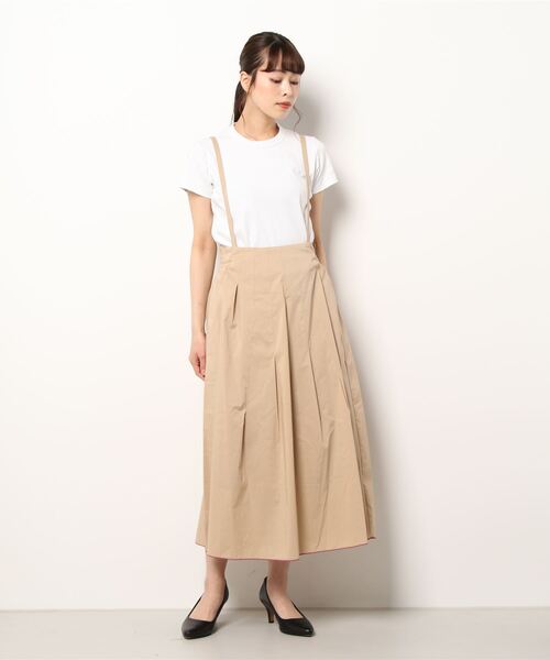 Q（キュー）の「ランダムタックサスペスカート（スカート・レディース・ベージュ/カーキ・MEDIUM）」の5枚目の写真