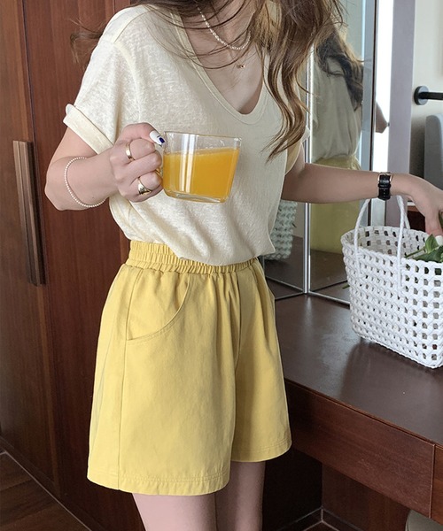 aimoha（アイモハ）の「カジュアルハーフパンツ（その他パンツ・レディース・イエロー/パープル/グリーン/レッド/ブラック/ホワイト・MEDIUM/SMALL）」の5枚目の写真