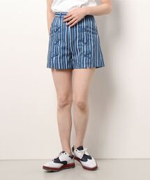 rienda suelta（リエンダスエルタ）の「/rienda suelta/GIRLY ランダムストライプボトム地レースアップショートパンツ 　ゴルフウエア（その他パンツ）」