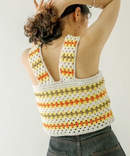 mystic（ミスティック）の「かぎ針ニットビスチェ（その他トップス・レディース・オフホワイト/ネイビー・FREE）」の11枚目の写真