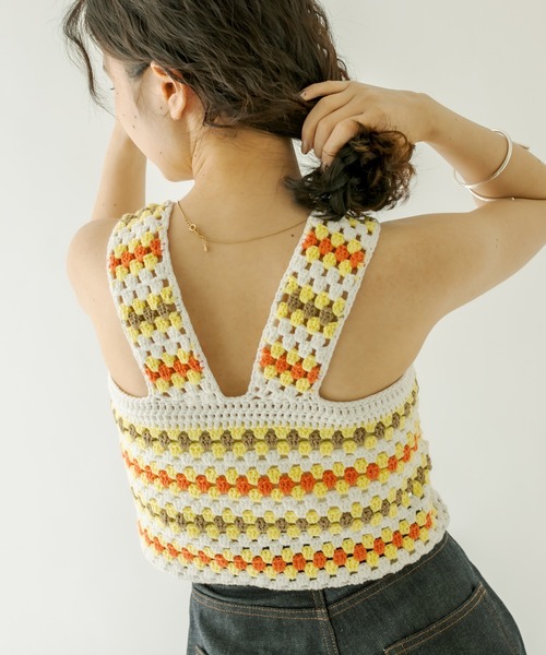 mystic（ミスティック）の「かぎ針ニットビスチェ（その他トップス・レディース・オフホワイト/ネイビー・FREE）」の12枚目の写真