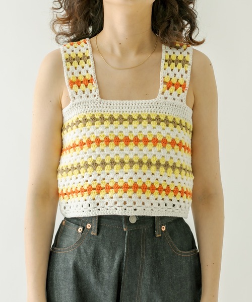 mystic（ミスティック）の「かぎ針ニットビスチェ（その他トップス・レディース・オフホワイト/ネイビー・FREE）」の13枚目の写真