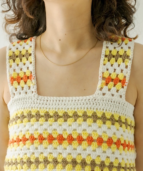 mystic（ミスティック）の「かぎ針ニットビスチェ（その他トップス・レディース・オフホワイト/ネイビー・FREE）」の14枚目の写真