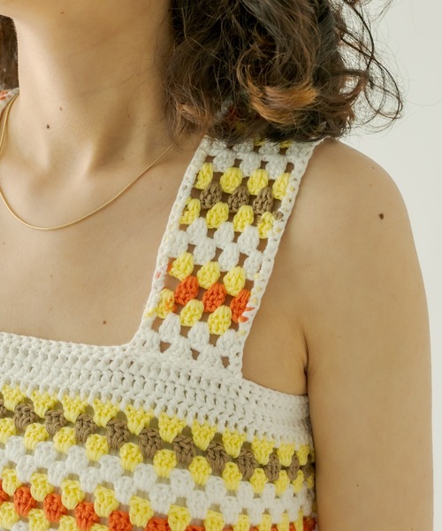 mystic（ミスティック）の「かぎ針ニットビスチェ（その他トップス・レディース・オフホワイト/ネイビー・FREE）」の16枚目の写真