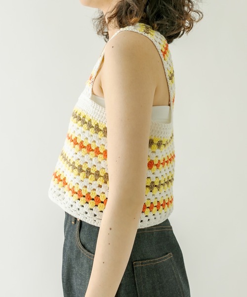 mystic（ミスティック）の「かぎ針ニットビスチェ（その他トップス・レディース・オフホワイト/ネイビー・FREE）」の17枚目の写真