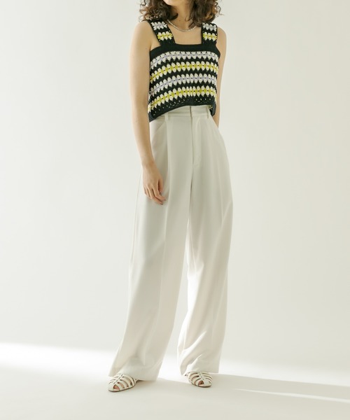 mystic（ミスティック）の「かぎ針ニットビスチェ（その他トップス・レディース・オフホワイト/ネイビー・FREE）」の5枚目の写真