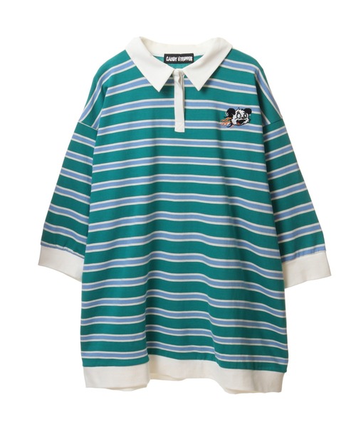 Candy Stripper(キャンディストリッパー)の「CND BORDER POLO トップス(ポロシャツ・レディース・ライトブルー/ブラック/ブルー・2)」の22枚目の写真