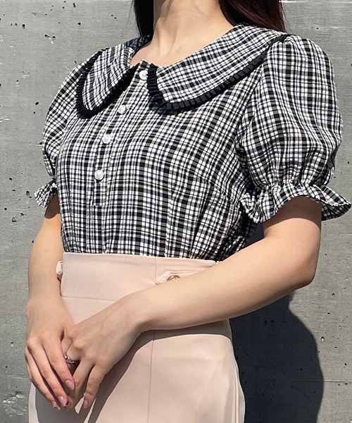 Crea titty&Co. PETIT（クレアティティーアンドコープチ）の「【Crea titty&Co.PETIT】チェックフリルブラウス（シャツ/ブラウス・レディース・ブラック・FREE）」の9枚目の写真