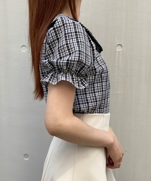 Crea titty&Co. PETIT（クレアティティーアンドコープチ）の「【Crea titty&Co.PETIT】チェックフリルブラウス（シャツ/ブラウス・レディース・ブラック・FREE）」の2枚目の写真