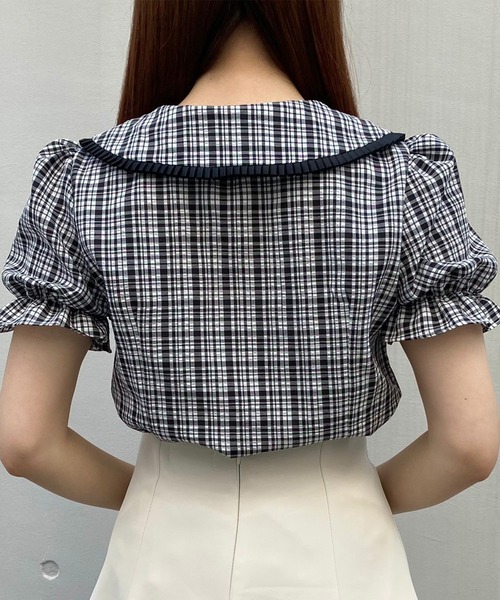 Crea titty&Co. PETIT（クレアティティーアンドコープチ）の「【Crea titty&Co.PETIT】チェックフリルブラウス（シャツ/ブラウス・レディース・ブラック・FREE）」の3枚目の写真