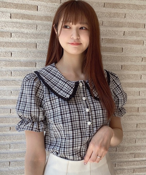 Crea titty&Co. PETIT（クレアティティーアンドコープチ）の「【Crea titty&Co.PETIT】チェックフリルブラウス（シャツ/ブラウス・レディース・ブラック・FREE）」の4枚目の写真