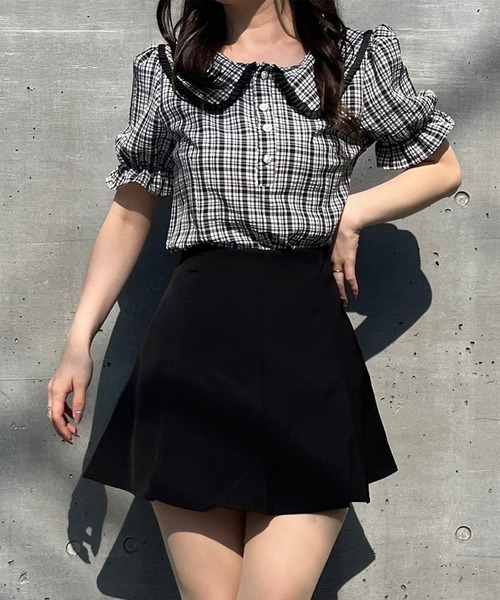 Crea titty&Co. PETIT（クレアティティーアンドコープチ）の「【Crea titty&Co.PETIT】チェックフリルブラウス（シャツ/ブラウス・レディース・ブラック・FREE）」の7枚目の写真