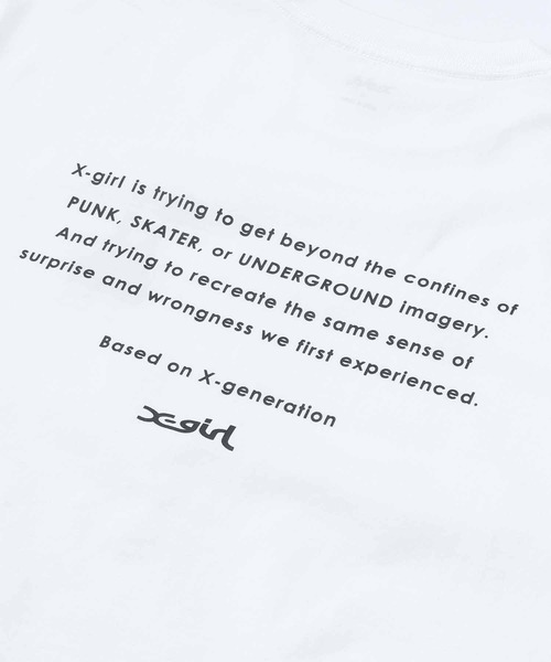 X-girl（エックスガール）の「FACE EMBROIDERY S/S TEE/ワンポイントロゴ刺繍　バックプリント　Tシャツ（Tシャツ/カットソー・レディース・ブラック/ホワイト/ベージュ・S/M/L/XL）」の10枚目の写真