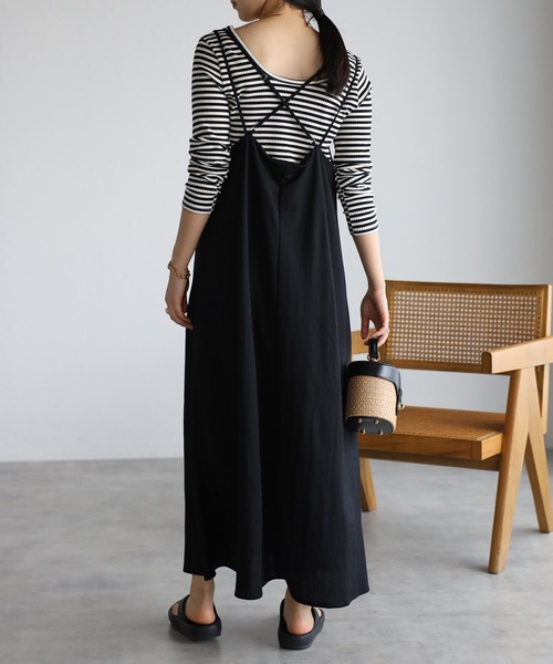 Fizz（フィズ）の「【Fizz/フィズ】　クールタッチ鹿の子　クロスストラップロングキャミワンピース（ワンピース・レディース・グレイッシュベージュ/カーキ/パープル/チャコール/ブラック/レッド/ブルー・M/L）」の22枚目の写真