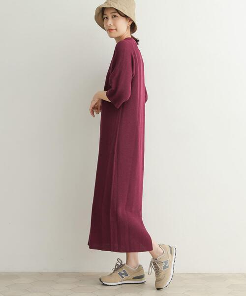 URBAN RESEARCH DOORS（アーバンリサーチドアーズ）の「畦ポロKNITワンピース（ワンピース・レディース・ベージュ/ボルドー・MEDIUM）」の11枚目の写真