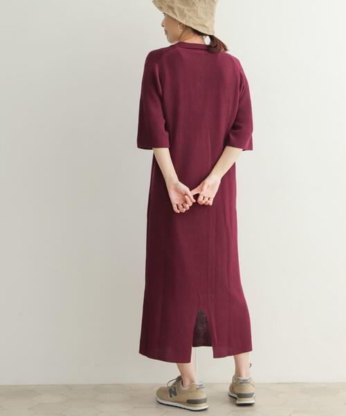 URBAN RESEARCH DOORS（アーバンリサーチドアーズ）の「畦ポロKNITワンピース（ワンピース・レディース・ベージュ/ボルドー・MEDIUM）」の12枚目の写真