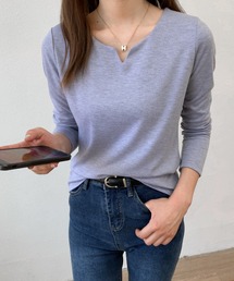 2022AW 華奢見せ叶える!キーネックロングスリーブTシャツ