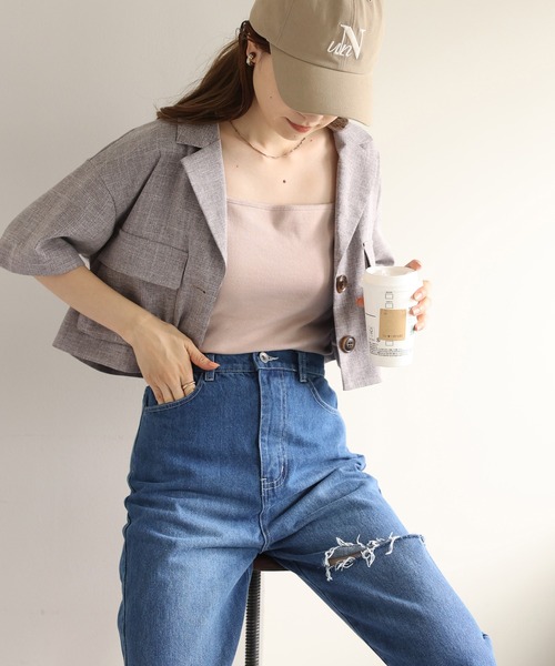 one after another NICE CLAUP(ワンアフターアナザーナイスクラップ)の「ストラップカップ付きキャミソール(キャミソール・レディース・ブラック/ベージュ/オフホワイト/ラベンダー・FREE)」の20枚目の写真