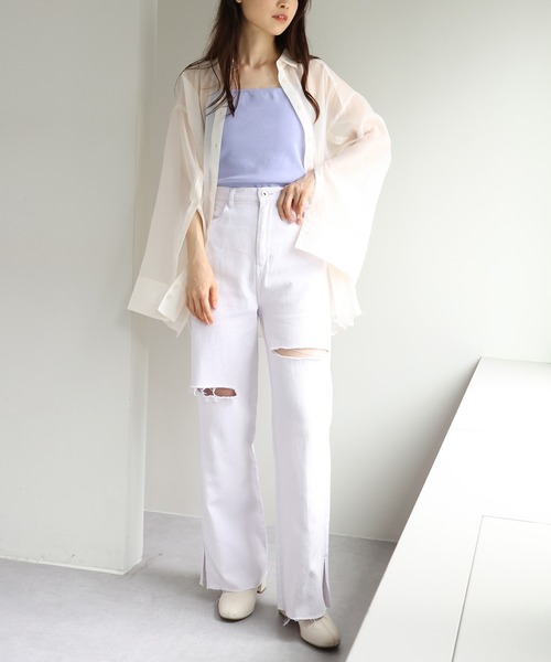 one after another NICE CLAUP(ワンアフターアナザーナイスクラップ)の「ストラップカップ付きキャミソール(キャミソール・レディース・ブラック/ベージュ/オフホワイト/ラベンダー・FREE)」の22枚目の写真