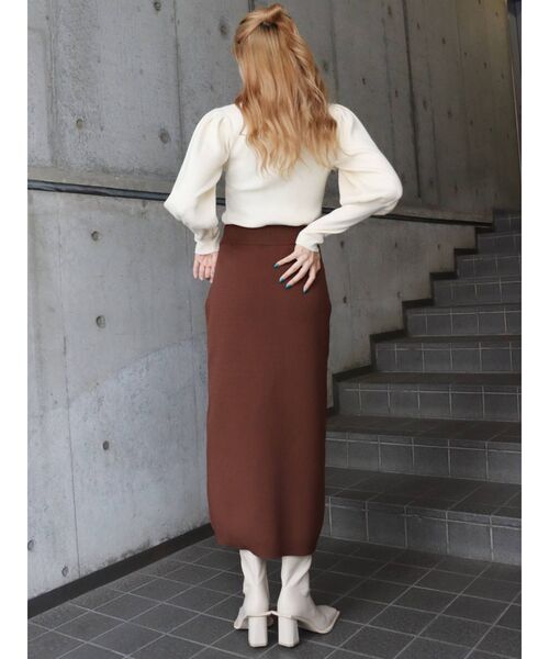 EVRIS（エヴリス）の「ディープスリットニットスカート（スカート・レディース・ブラック/ブラウン/グリーン・FREE）」の14枚目の写真