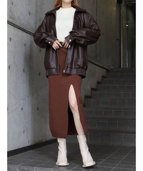 EVRIS（エヴリス）の「ディープスリットニットスカート（スカート・レディース・ブラック/ブラウン/グリーン・FREE）」の15枚目の写真