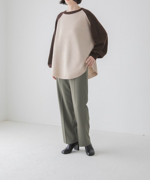 yuw（ユウ）の「Ｗカシミヤラウンドプルオーバー　294796（ニット/セーター・レディース・ブラウン/レッド/ブルー/ブラック系その他・FREE）」の6枚目の写真